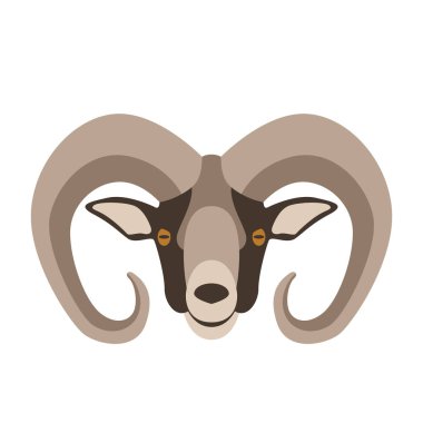 koç başı, vektör çizim, düz stil, 