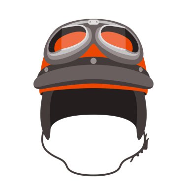 klasik motosiklet kask, vektör çizim, düz stil 