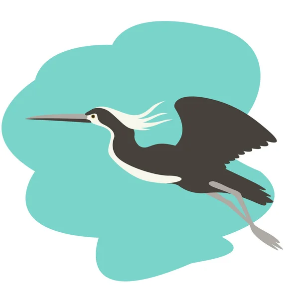Heron v letu, vektorové ilustrace, ploché styl — Stockový vektor