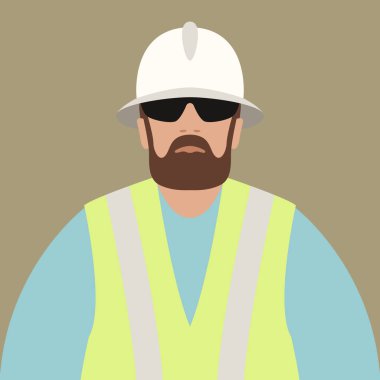 işçi kask, vektör çizim, düz stil içinde 