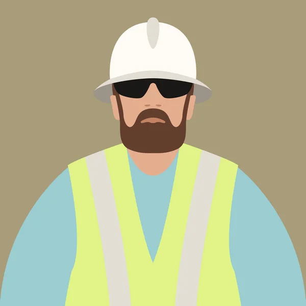 Trabajador en casco, ilustración vectorial, estilo plano — Vector de stock