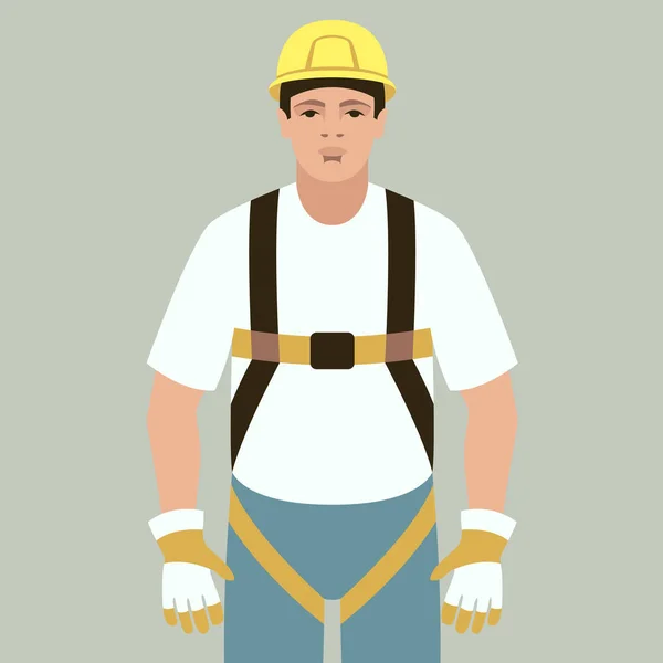 Trabajador en casco, ilustración vectorial, estilo plano — Vector de stock