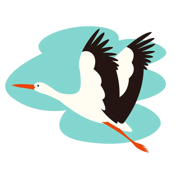 Cigüeña vuelo de aves, ilustración vectorial — Vector de stock