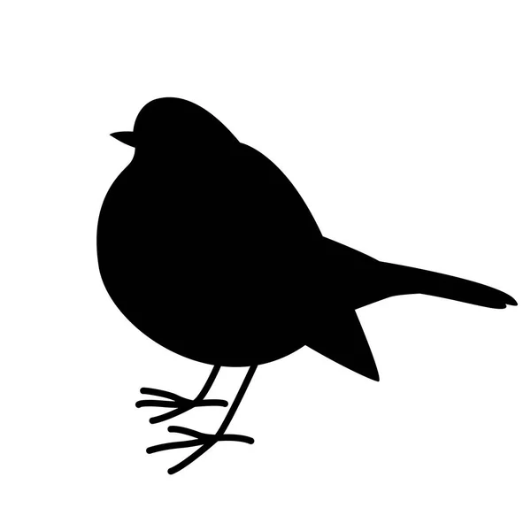 Pájaro robin, ilustración vectorial, silueta negra , — Archivo Imágenes Vectoriales
