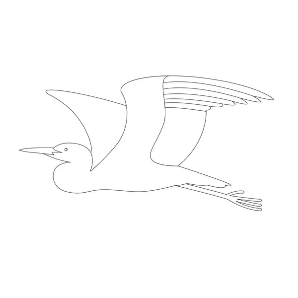 Uçan balıkçıl, vektör çizim, görünümü profil — Stok Vektör