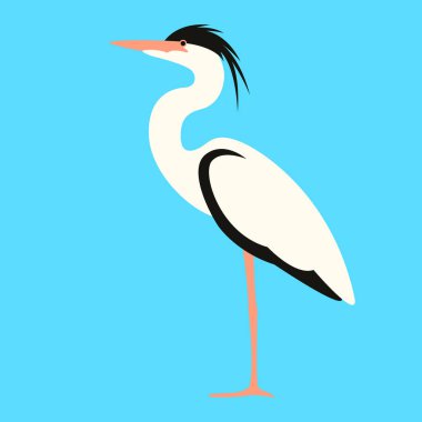 heron, vektör çizim, yürüyüş tarzı düz 
