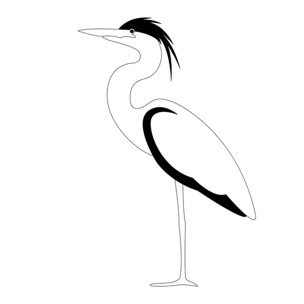 Heron walking, illustrazione vettoriale, disegno fodera — Vettoriale Stock