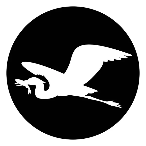 黒サギが飛んで、ベクトル図では、白いシルエット — ストックベクタ