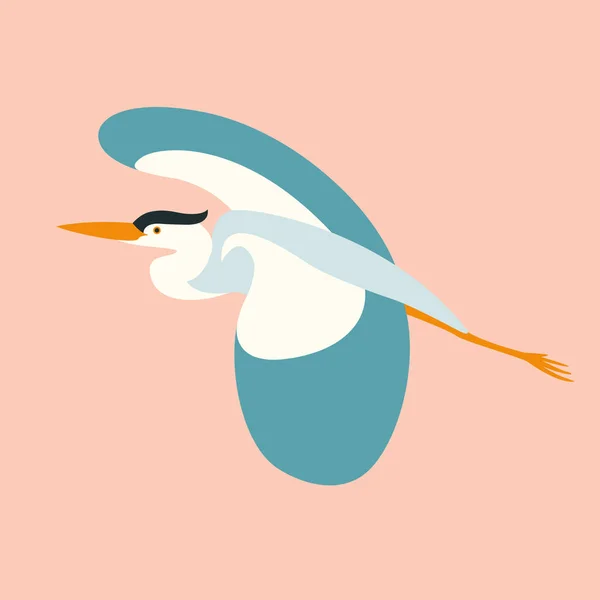Blue heron που φέρουν, εικονογράφηση διάνυσμα, επίπεδη στυλ — Διανυσματικό Αρχείο