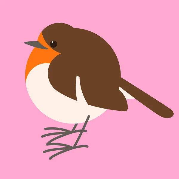 Ilustracja Wektorowa Płaski Robin Ptak Widok Profilu — Wektor stockowy
