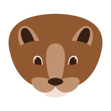 Vizon yüz vektör çizim, düz stil, önden görünüm