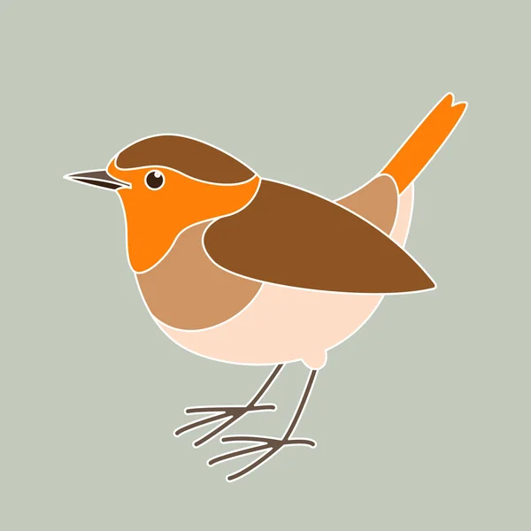Robin fågel vektorillustration, platt stil, profil — Stock vektor