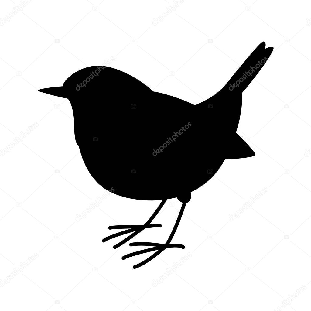 Robin bird vector illustration,  black silhouette,profile view