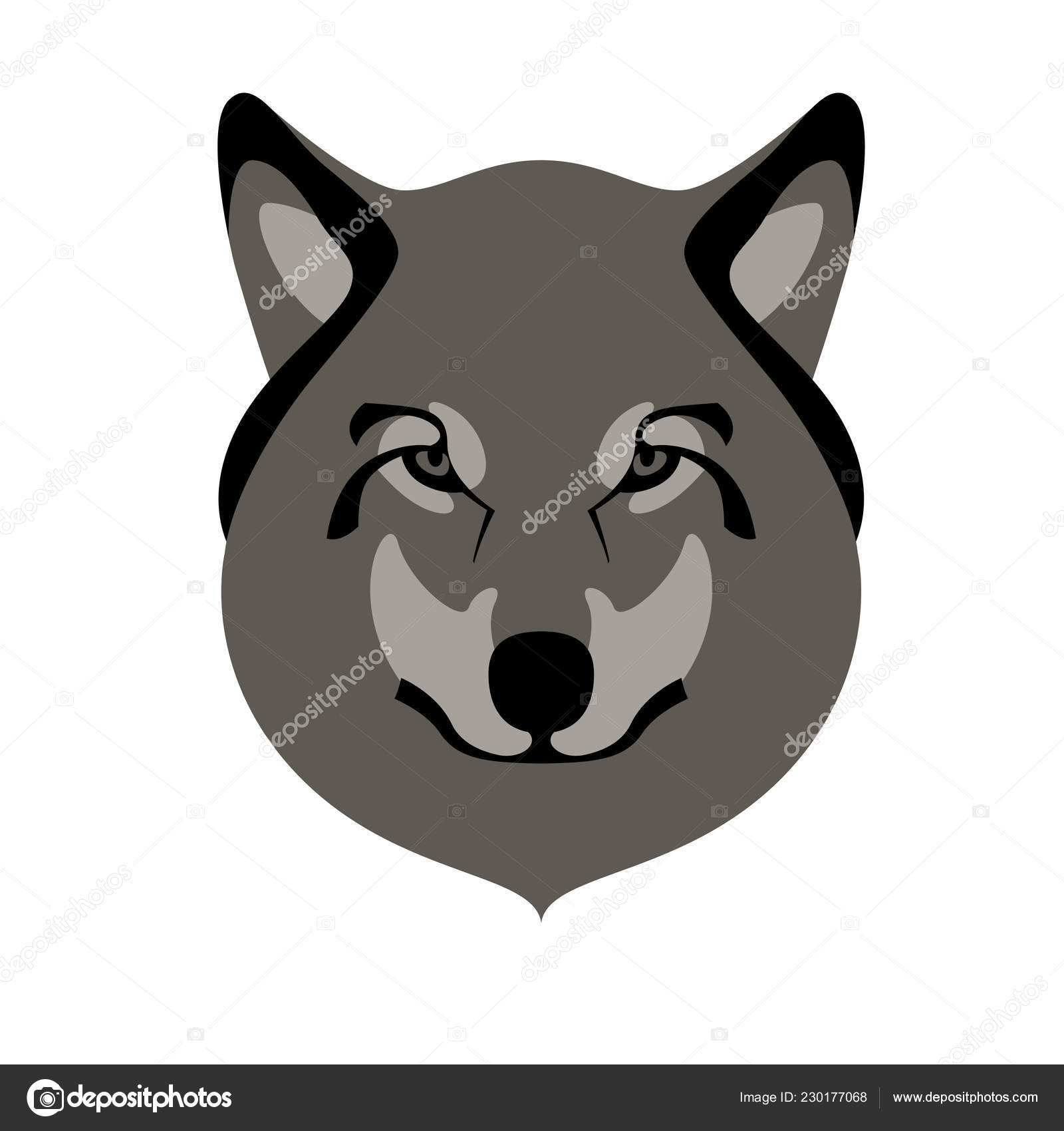 Wolf Face Front View Flat Style Vector Image By C Wectors Vector Stock