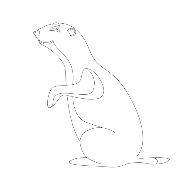 Marmota de dibujos animados, ilustración de vectores, dibujo de revestimiento  , — Vector de stock