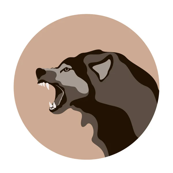 Lobo cabeza vector ilustración, estilo plano, perfil — Archivo Imágenes Vectoriales