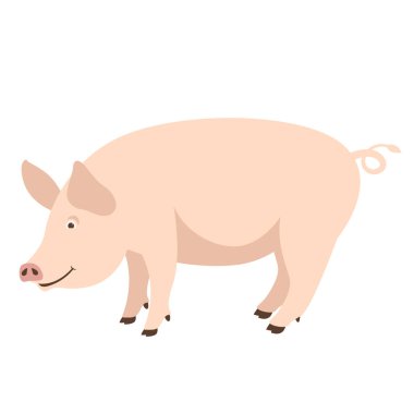 çizgi film domuz, vektör çizim, düz stil, profil 