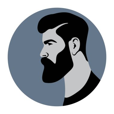 hipster yüz vektör çizim, düz stil, profil