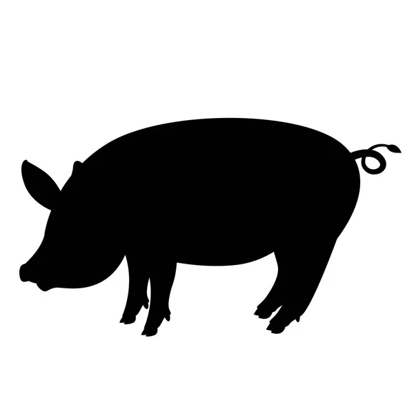 Pig Vector Illustration, schwarze Silhouette, Profil — Stockvektor