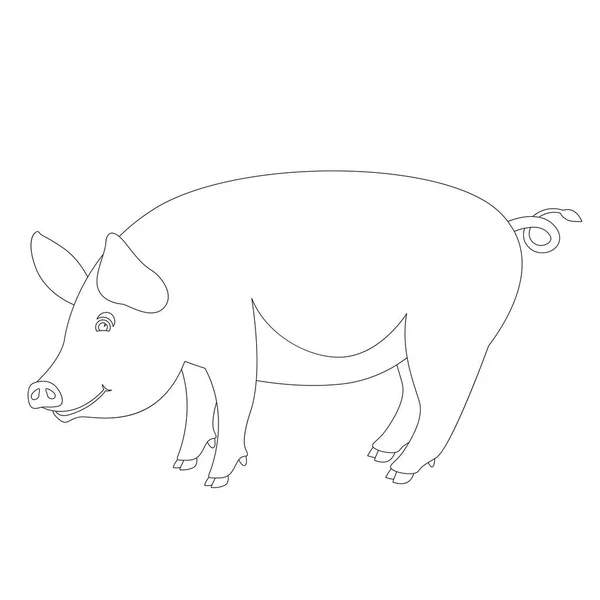 Ilustración de vector de cerdo, dibujo de revestimiento, perfil — Archivo Imágenes Vectoriales