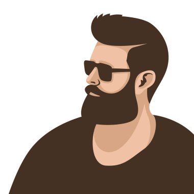 hipster yüz, vektör çizim, düz stil, profil