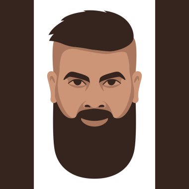 Stil, hipster yüz, vektör çizim, düz ön 