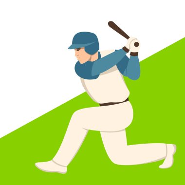 beyzbol oyuncusu, vektör çizim, düz stil 