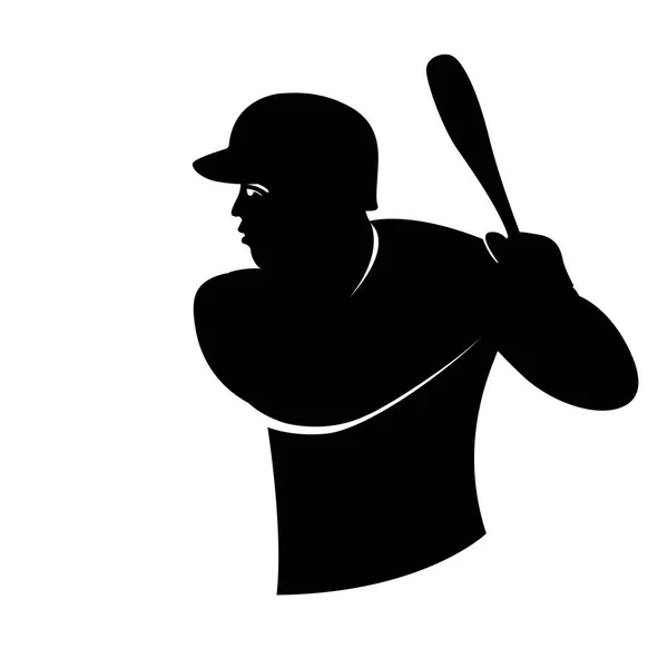 Бейсболист, векторная иллюстрация, черный силуэт — стоковый вектор