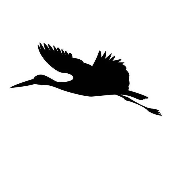 Cicogna in volo, illustrazione vettoriale, sagoma — Vettoriale Stock