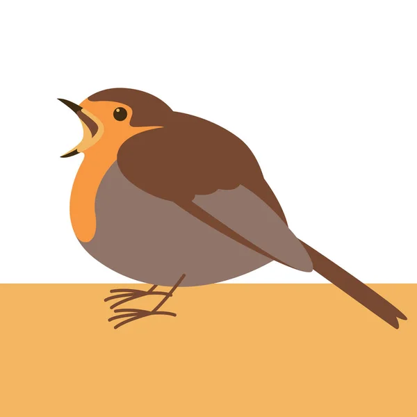 Robin Bird Vector Illustration Flat Style Profile View — Stock Vector