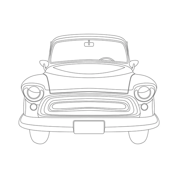 Vintage car, vector illustration, lining draw, front — стоковый вектор