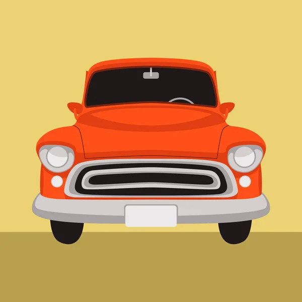 Coche vintage, ilustración vectorial, estilo plano, frente — Vector de stock