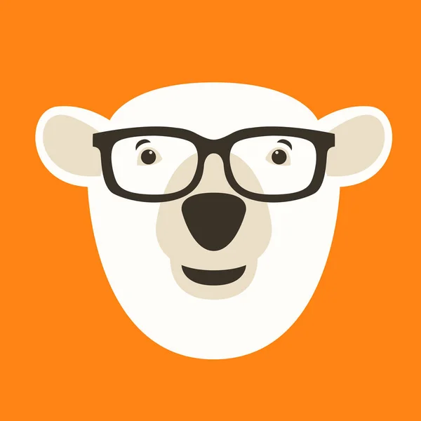 Niedźwiedź polarny twarz w okularach, ilustracji wektorowych, płaski — Wektor stockowy