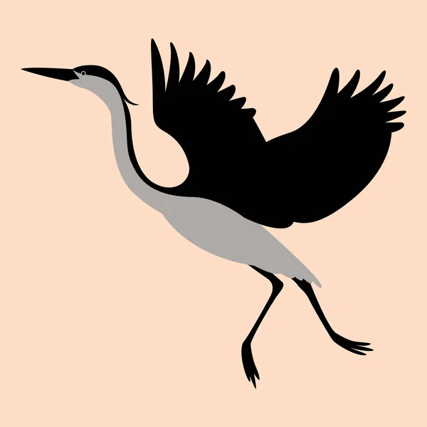 Heron, létání, vektorové ilustrace, ploché styl — Stockový vektor
