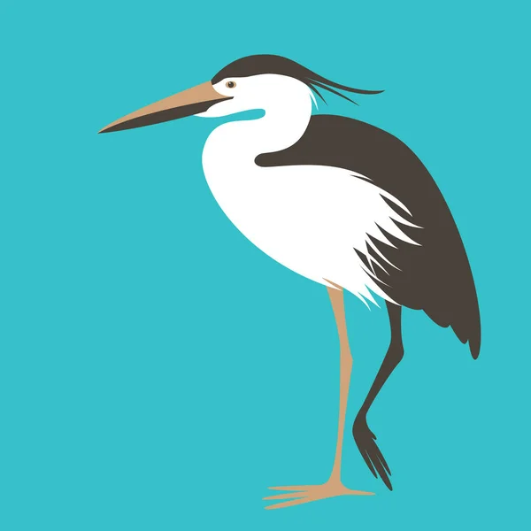 Heron de pé, ilustração vetorial, estilo plano — Vetor de Stock