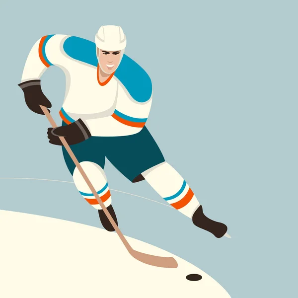 Hockey player ,vector illustration ,flat style, — Stock Vector