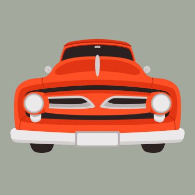 Stil, eski eski model araba, vektör çizim, düz ön 