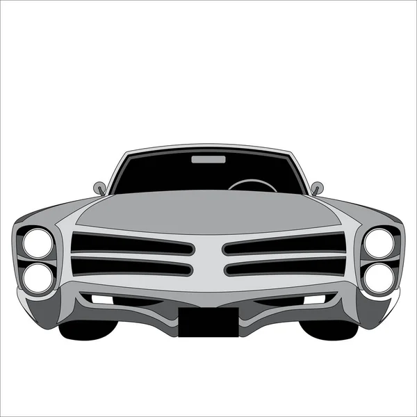 Coche viejo de la vendimia, ilustración del vector, estilo plano, frente — Vector de stock