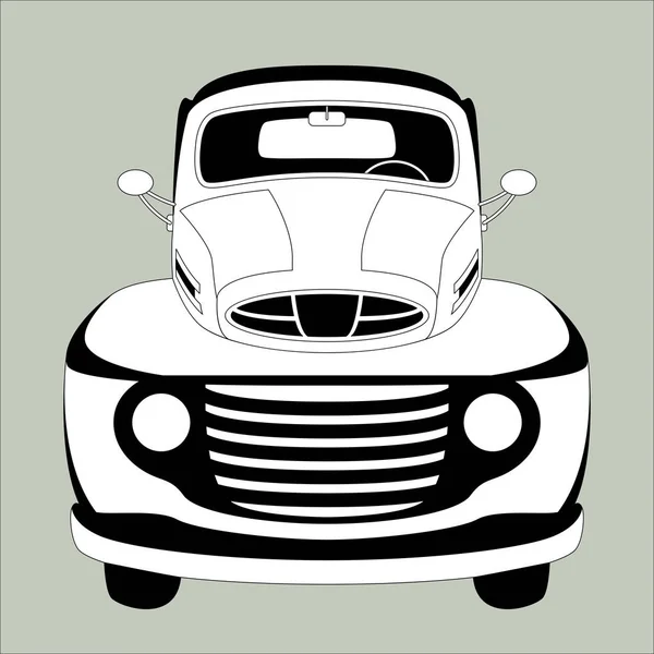 Carro velho do vintage, ilustração do vetor, desenho do forro, frente — Vetor de Stock