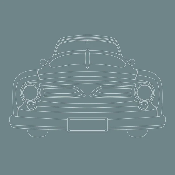 Old vintage car ,vector illustration ,lining draw  ,front — Stock Vector