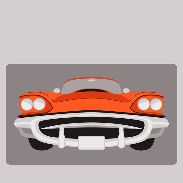 Coche viejo de la vendimia, ilustración del vector, estilo plano, frente — Vector de stock