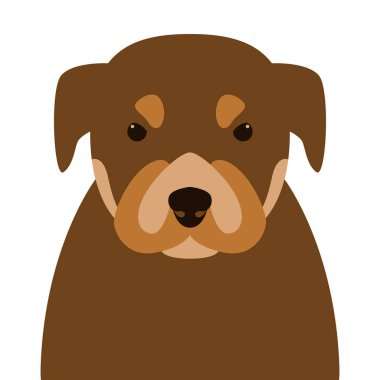 Stil, köpek yavrusu yüz, vektör çizim, düz ön 