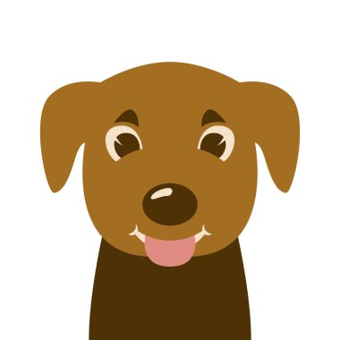Stil, köpek yavrusu yüz, vektör çizim, düz ön 