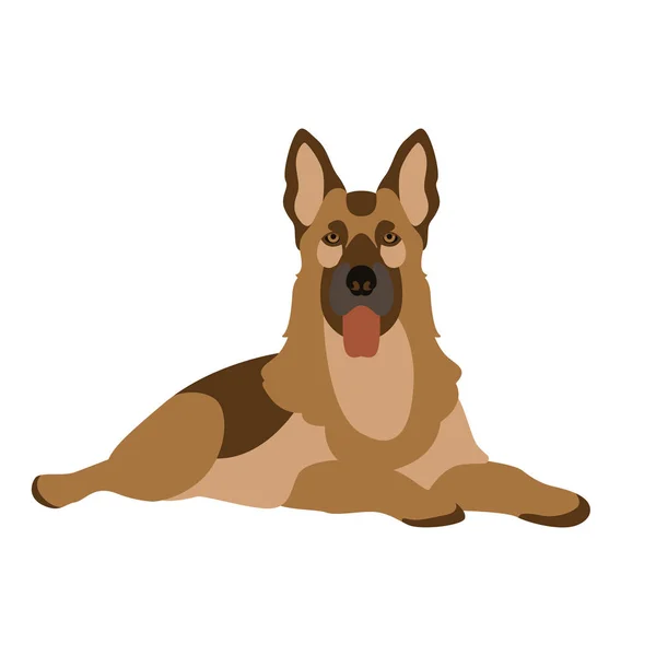 Alman çoban köpeği, vektör çizim, düz stil — Stok Vektör