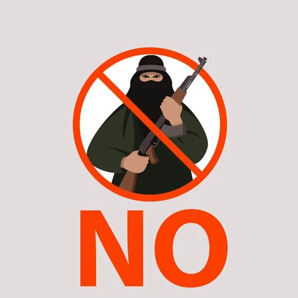 Sign no terrorism, vector illustration, flat — стоковый вектор