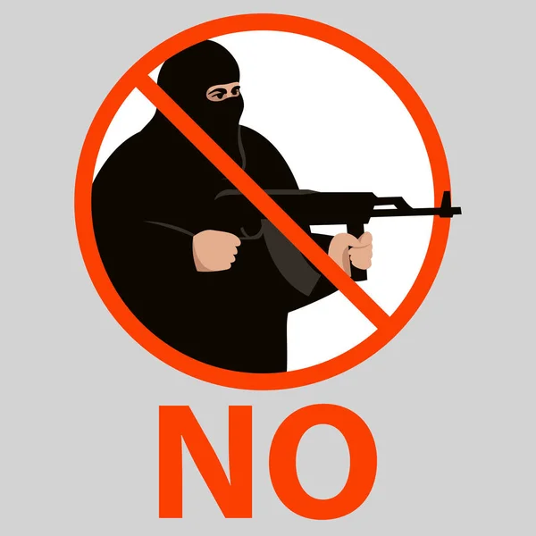 Sign no terrorism, vector illustration, flat — стоковый вектор