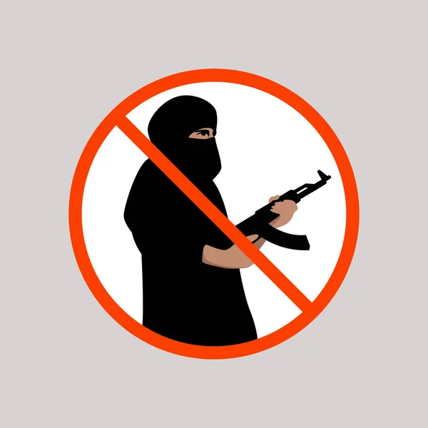 Sign no terrorism, vector illustration, flat — стоковый вектор