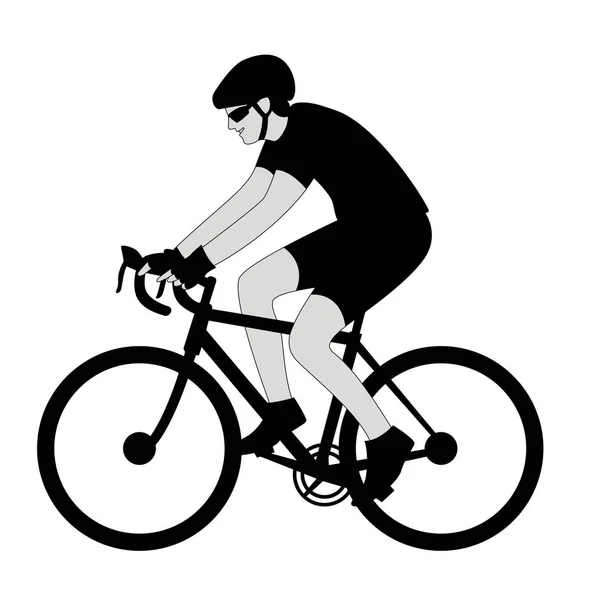 Cyclist in a helmet , vector illustration , profile — Stock Vector