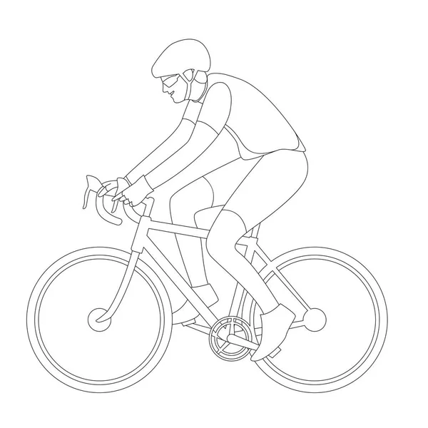 Cyclist in a helmet , vector illustration , profile side, lining — Stock Vector