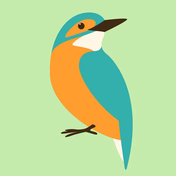 Uccello martin pescatore, illustrazione vettoriale, stile piatto — Vettoriale Stock